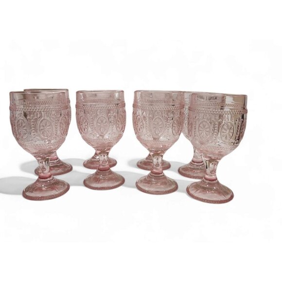 8 - Pier 1 Santa Clara Pattern Pink Goblets - Picture 1 of 3